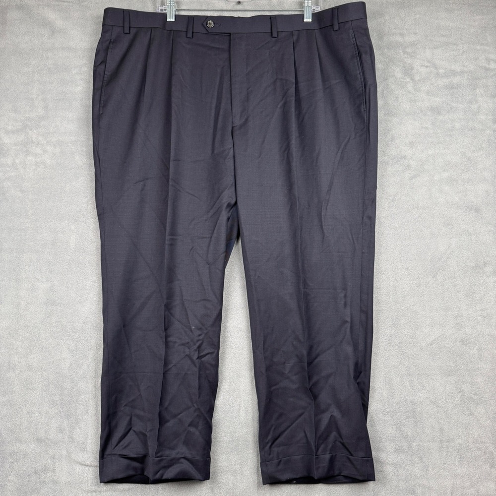 Lauren Ralph Lauren Mens 42W 100% Wool Pleated Cuffed Dress Pants Navy Blue